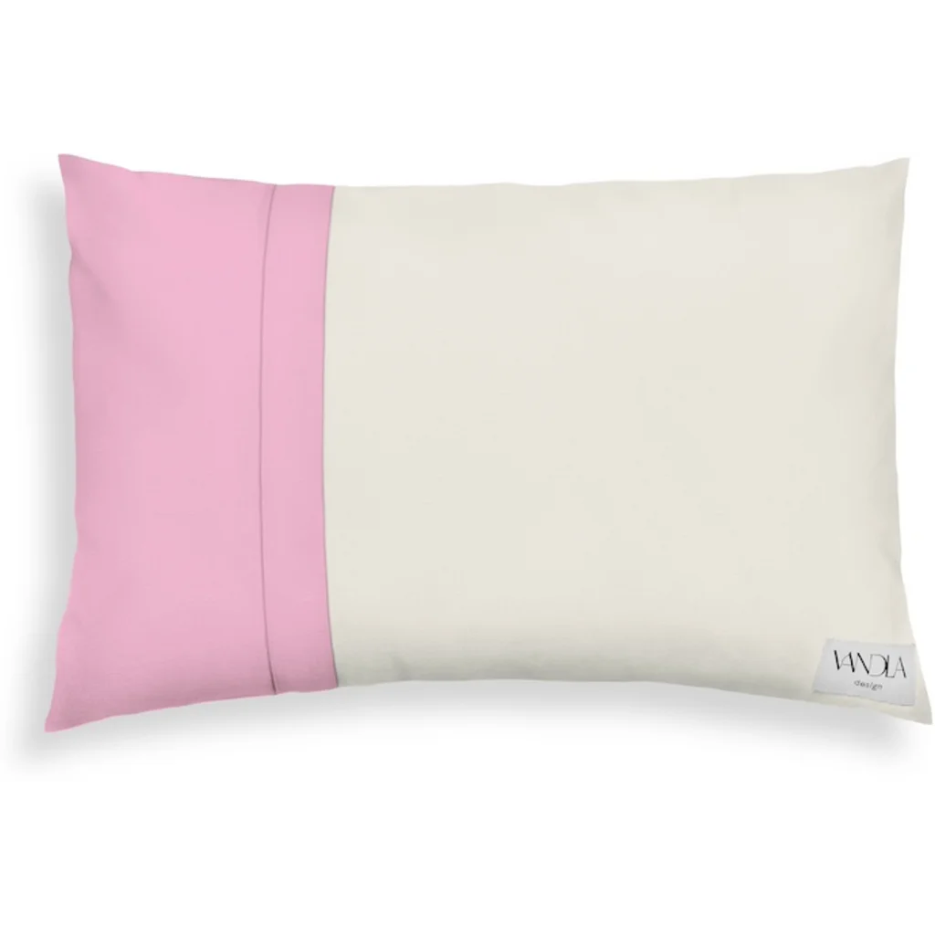 Modulare Kissenhülle rechteckig Farbkombinationen mit Creme in Creme+Pink von Vandla design Größe 40x60 cm