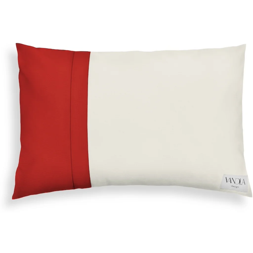 Modulare Kissenhülle rechteckig Farbkombinationen mit Creme in Creme+Rot von Vandla design Größe 40x60 cm