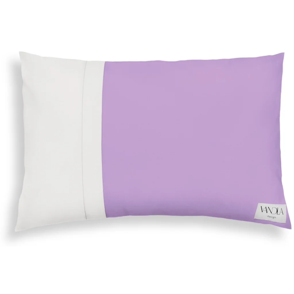 Modulare Kissenhülle rechteckig Farbkombinationen mit Flieder in Flieder+Weiß von Vandla design Größe 40x60 cm