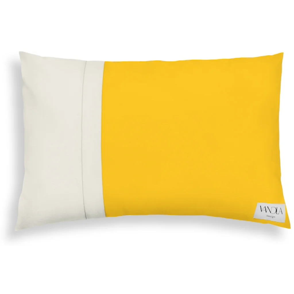 Modulare Kissenhülle rechteckig Farbkombinationen mit Gelb in Gelb+Creme von Vandla design Größe 40x60 cm