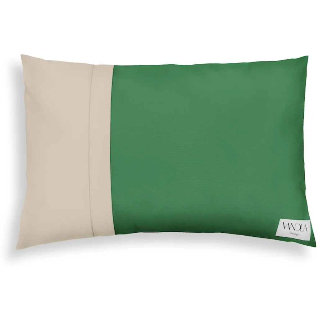 Modulare Kissenhülle rechteckig Farbkombinationen mit Grün in Grün+Beige von Vandla design Größe 40x60 cm