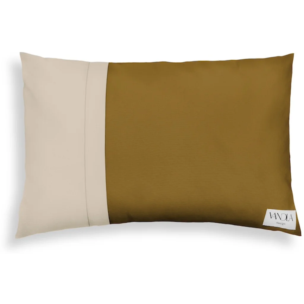 Modulare Kissenhülle rechteckig Farbkombinationen mit Hellbraun in Hellbraun+Beige Braun+Beige von Vandla design Größe 40x60 cm