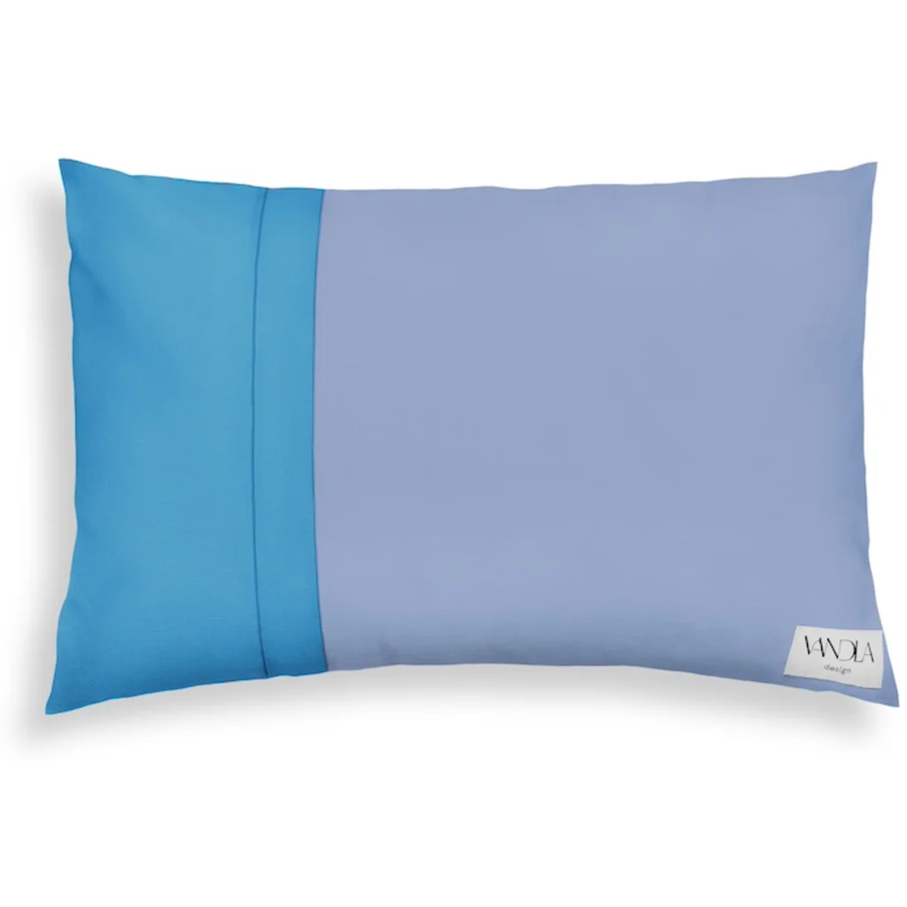 Modulare Kissenhülle rechteckig Farbkombinationen mit Jeansblau in Jeansblau+Atlantik Blau+Blau von Vandla design Größe 40x60 cm