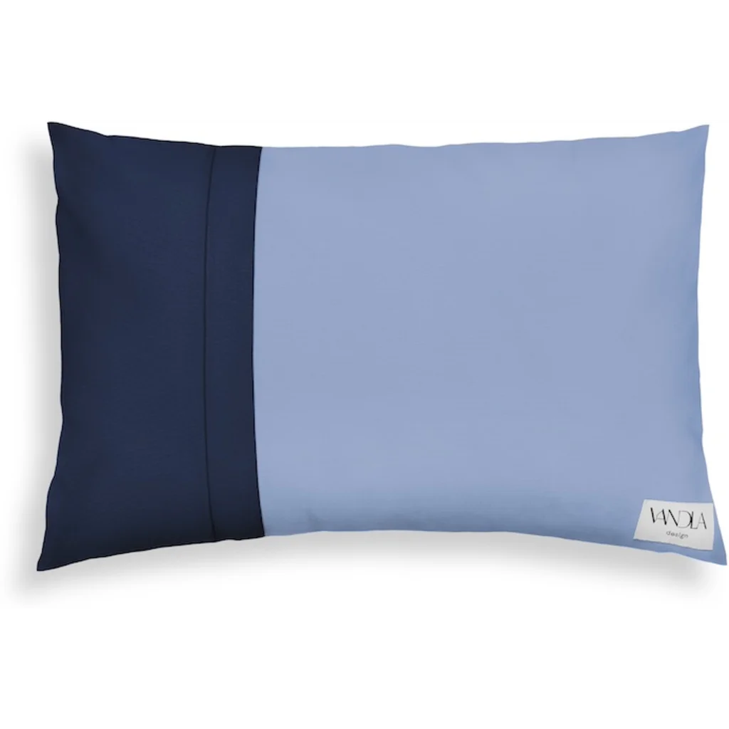 Modulare Kissenhülle rechteckig Farbkombinationen mit Jeansblau in Jeansblau+Marine Blau+Blau von Vandla design Größe 40x60 cm