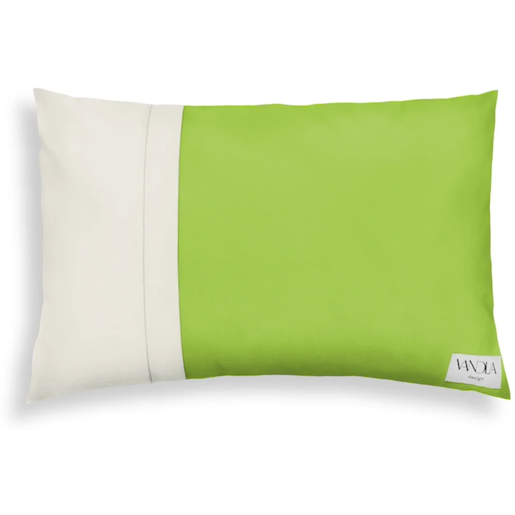 Modulare Kissenhülle rechteckig Farbkombinationen mit Limette in Limette+Creme Grün+Creme von Vandla design Größe 40x60 cm