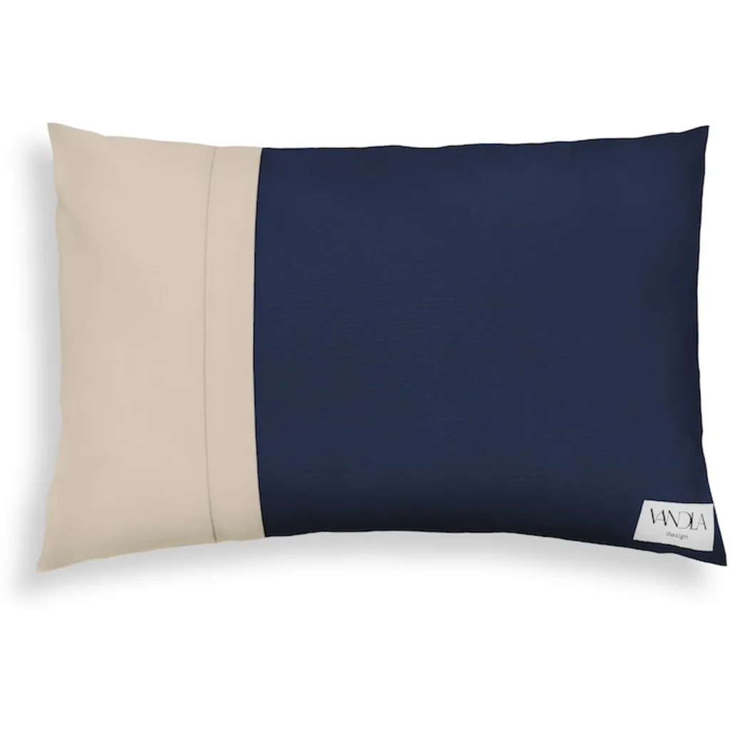 Modulare Kissenhülle rechteckig Farbkombinationen mit Marine in Marine+Beige Blau+Beige von Vandla design Größe 40x60 cm