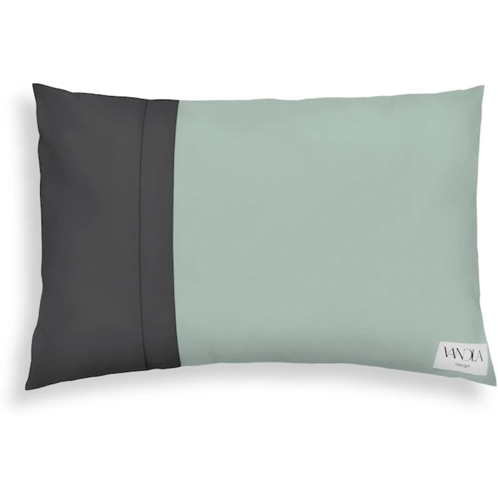 Modulare Kissenhülle rechteckig Farbkombinationen mit Mint in Mint+Anthrazit Grün+Grau von Vandla design Größe 40x60 cm