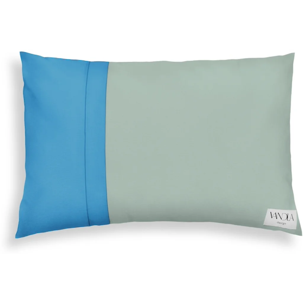 Modulare Kissenhülle rechteckig Farbkombinationen mit Mint in Mint+Atlantik Grün+Blau von Vandla design Größe 40x60 cm