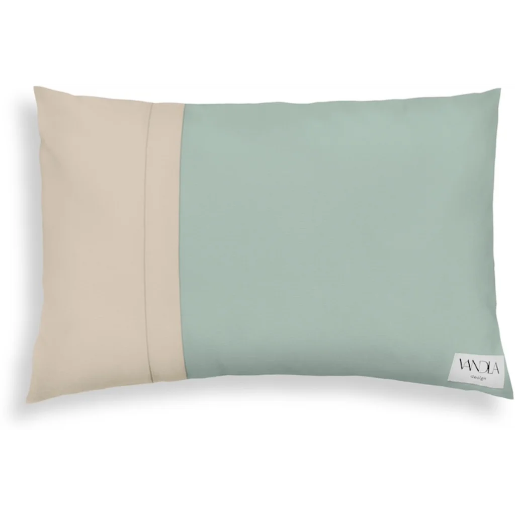 Modulare Kissenhülle rechteckig Farbkombinationen mit Mint in Mint+Beige Grün+Beige von Vandla design Größe 40x60 cm