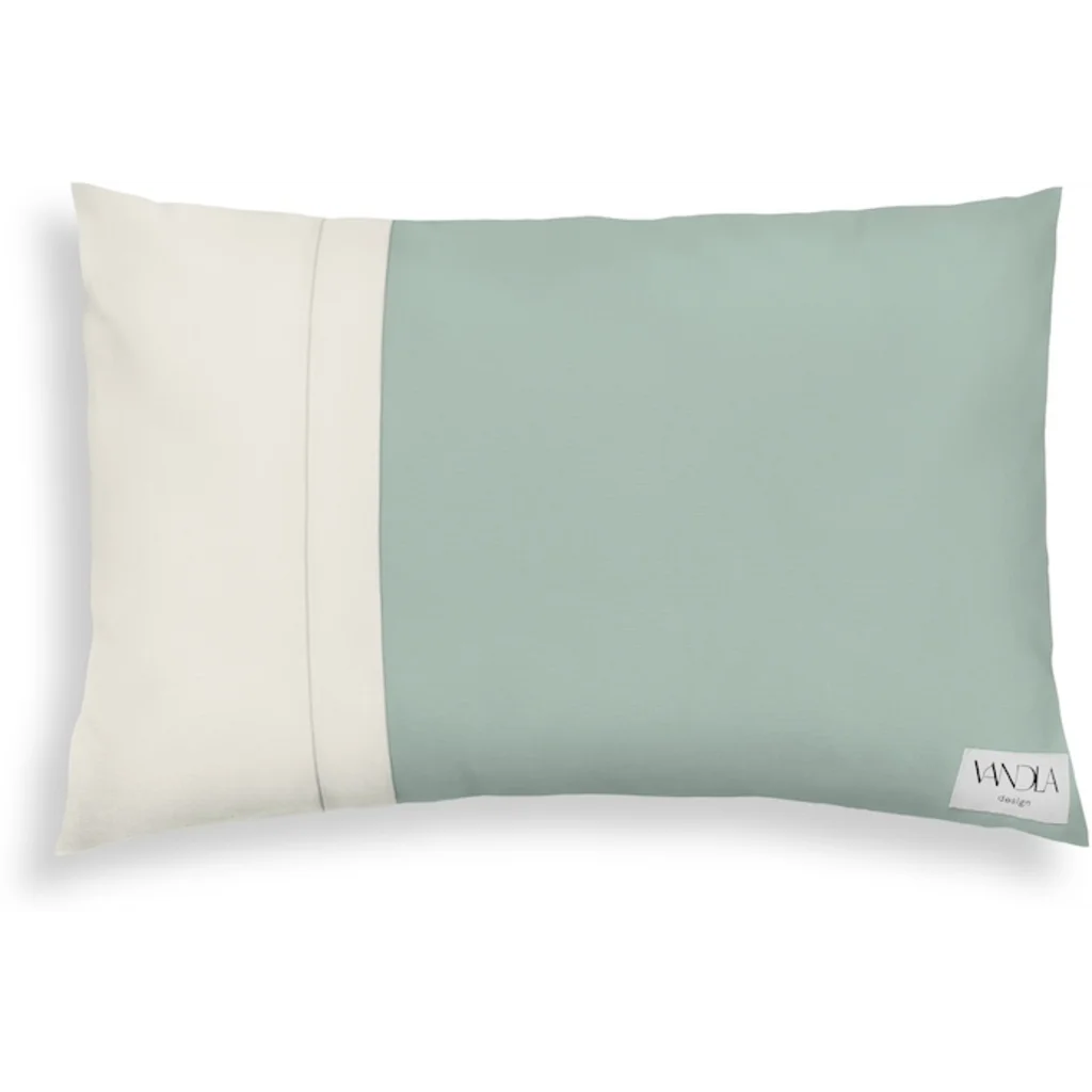 Modulare Kissenhülle rechteckig Farbkombinationen mit Mint in Mint+Creme Grün+Creme von Vandla design Größe 40x60 cm