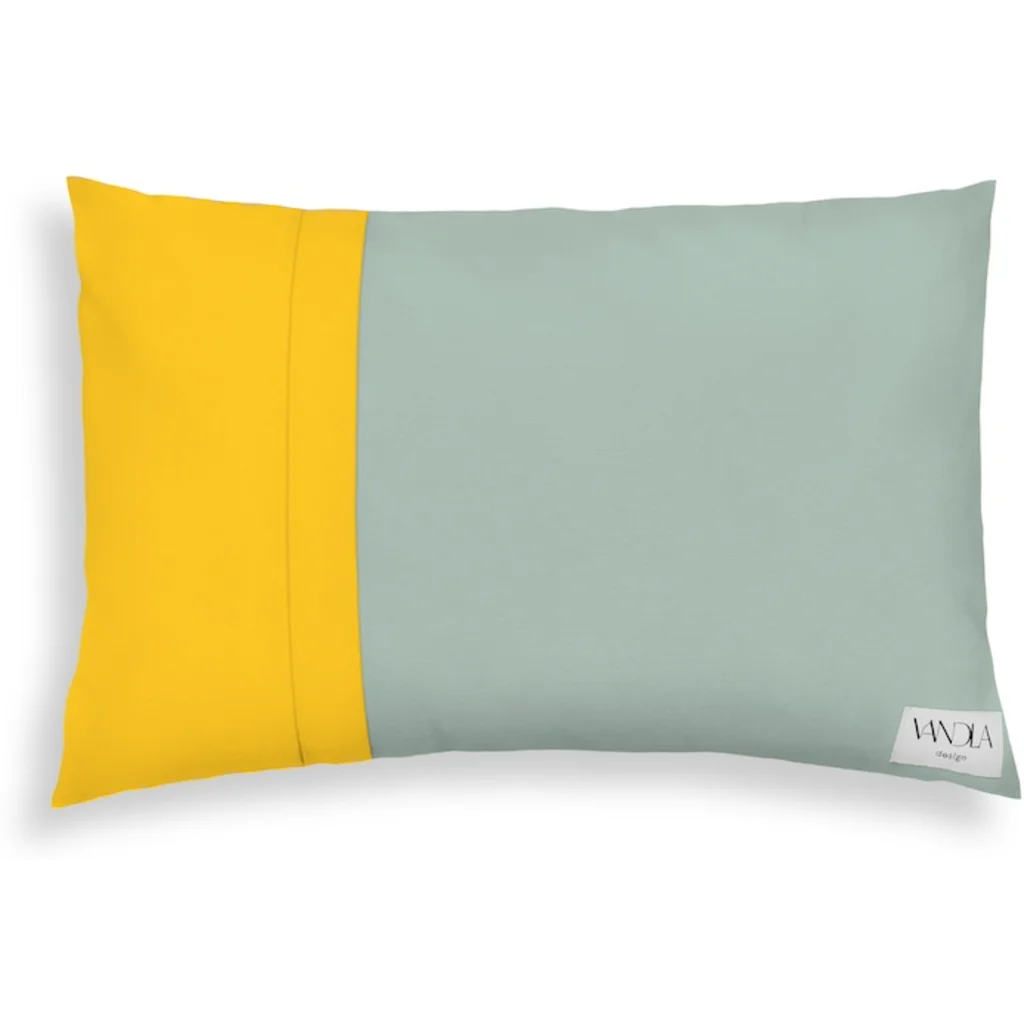 Modulare Kissenhülle rechteckig Farbkombinationen mit Mint in Mint+Gelb Grün+Gelb von Vandla design Größe 40x60 cm