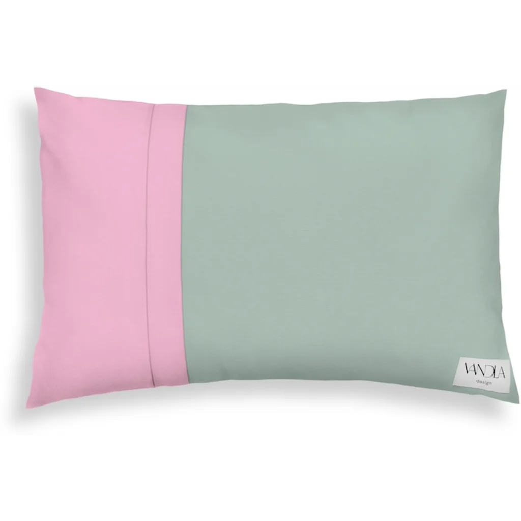 Modulare Kissenhülle rechteckig Farbkombinationen mit Mint in Mint+Pink Grün+Pink von Vandla design Größe 40x60 cm