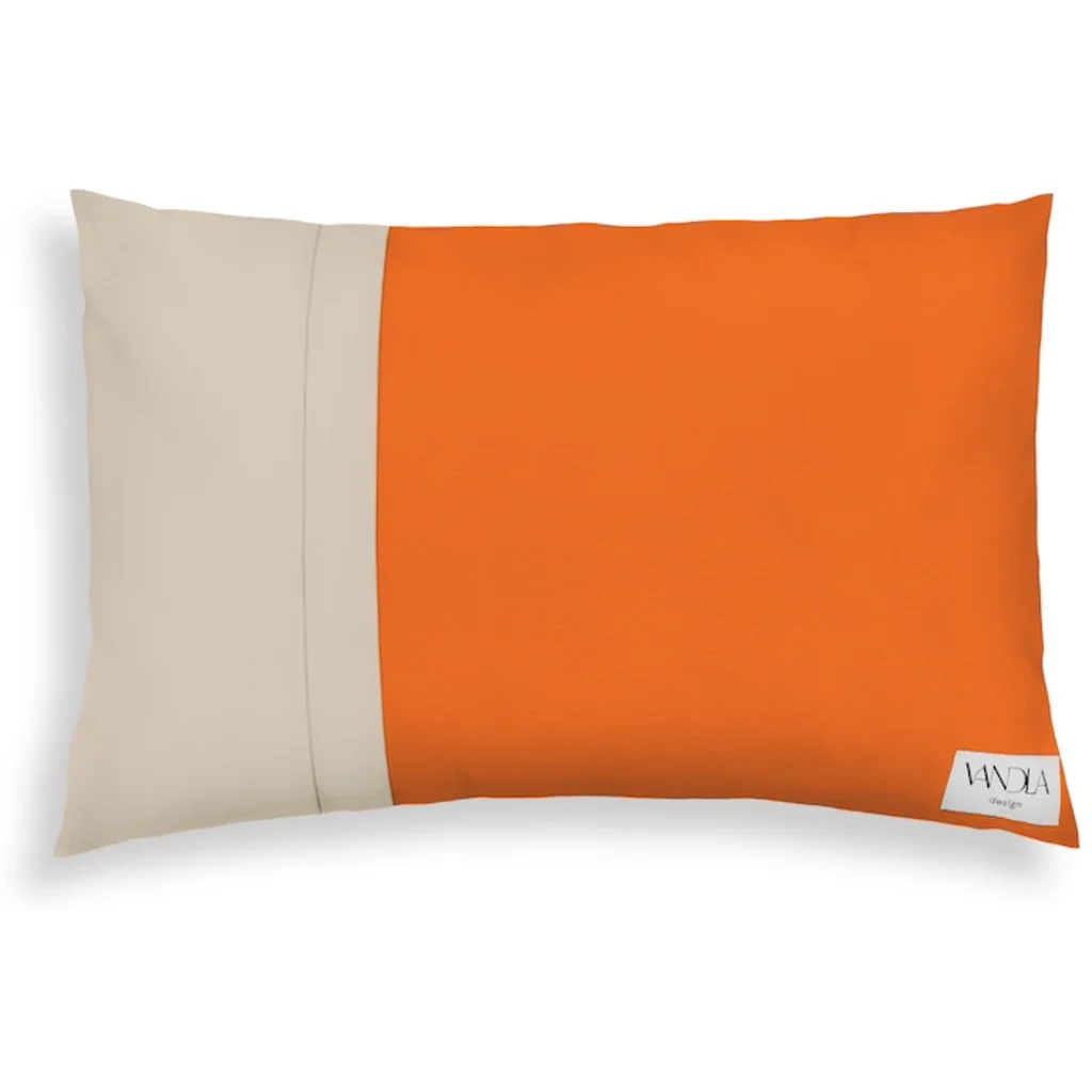 Modulare Kissenhülle rechteckig Farbkombinationen mit Orange in Orange+Beige von Vandla design Größe 40x60 cm
