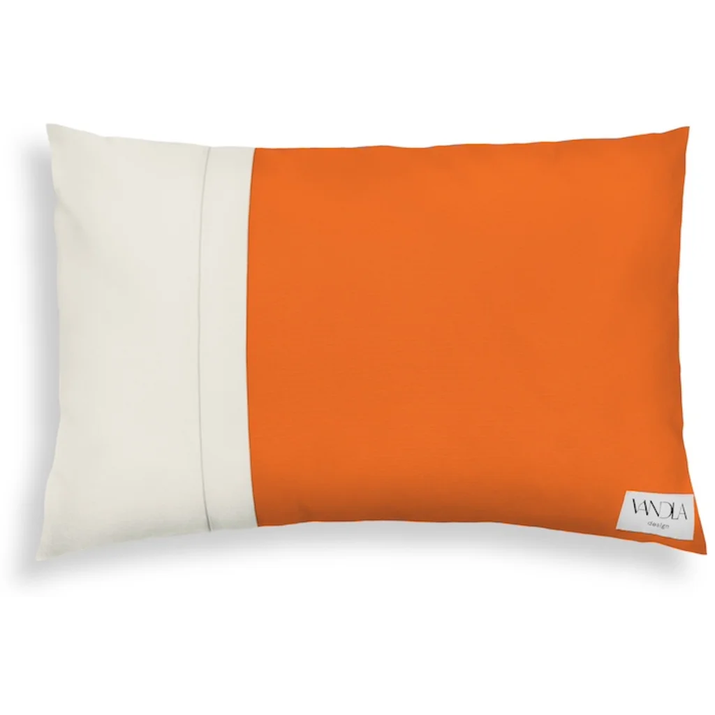Modulare Kissenhülle rechteckig Farbkombinationen mit Orange in Orange+Creme von Vandla design Größe 40x60 cm