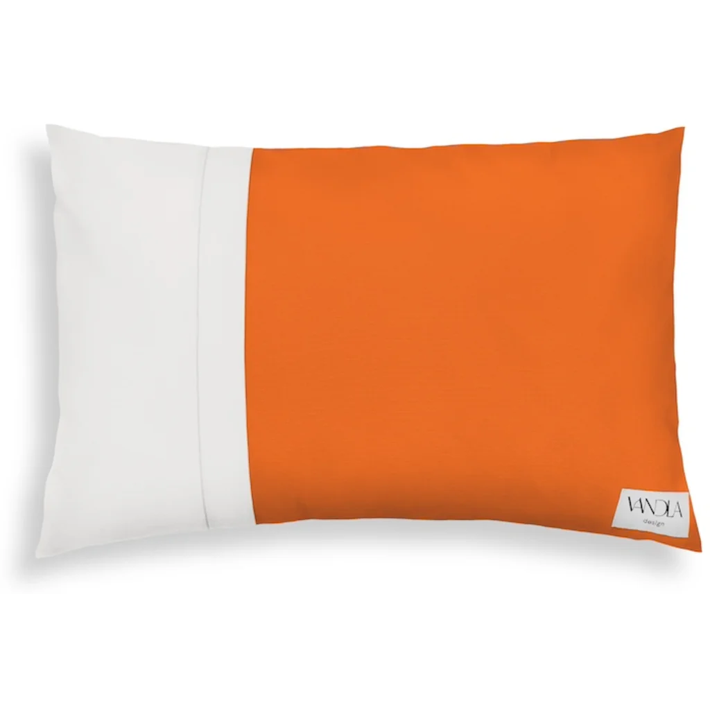 Modulare Kissenhülle rechteckig Farbkombinationen mit Orange in Orange+Weiß von Vandla design Größe 40x60 cm