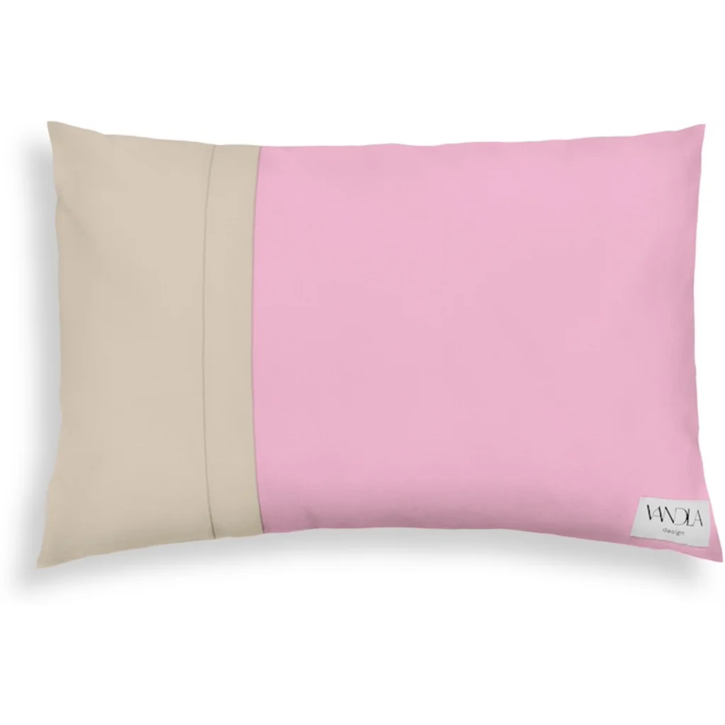 Modulare Kissenhülle rechteckig Farbkombinationen mit Pink in Pink+Beige von Vandla design Größe 40x60 cm