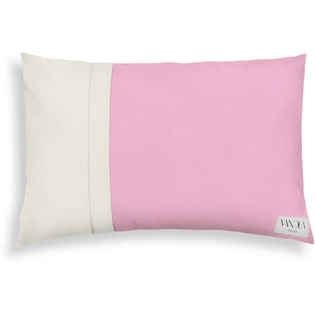 Modulare Kissenhülle rechteckig Farbkombinationen mit Pink in Pink+Creme von Vandla design Größe 40x60 cm