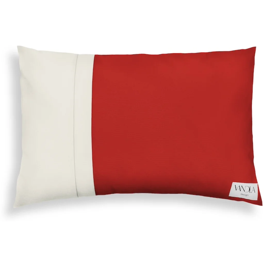Modulare Kissenhülle rechteckig Farbkombinationen mit Rot in Rot+Creme von Vandla design Größe 40x60 cm