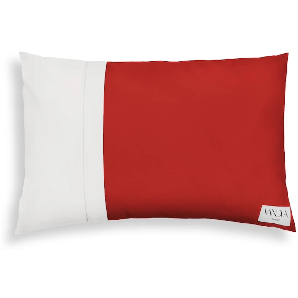 Modulare Kissenhülle rechteckig Farbkombinationen mit Rot in Rot+Weiß von Vandla design Größe 40x60 cm