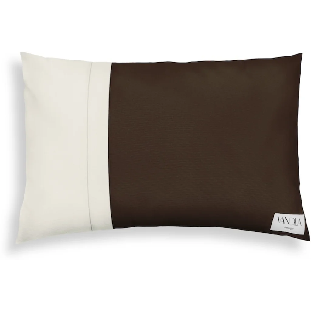 Modulare Kissenhülle rechteckig Farbkombinationen mit Schoko in Schoko+Creme Braun+Creme von Vandla design Größe 40x60 cm