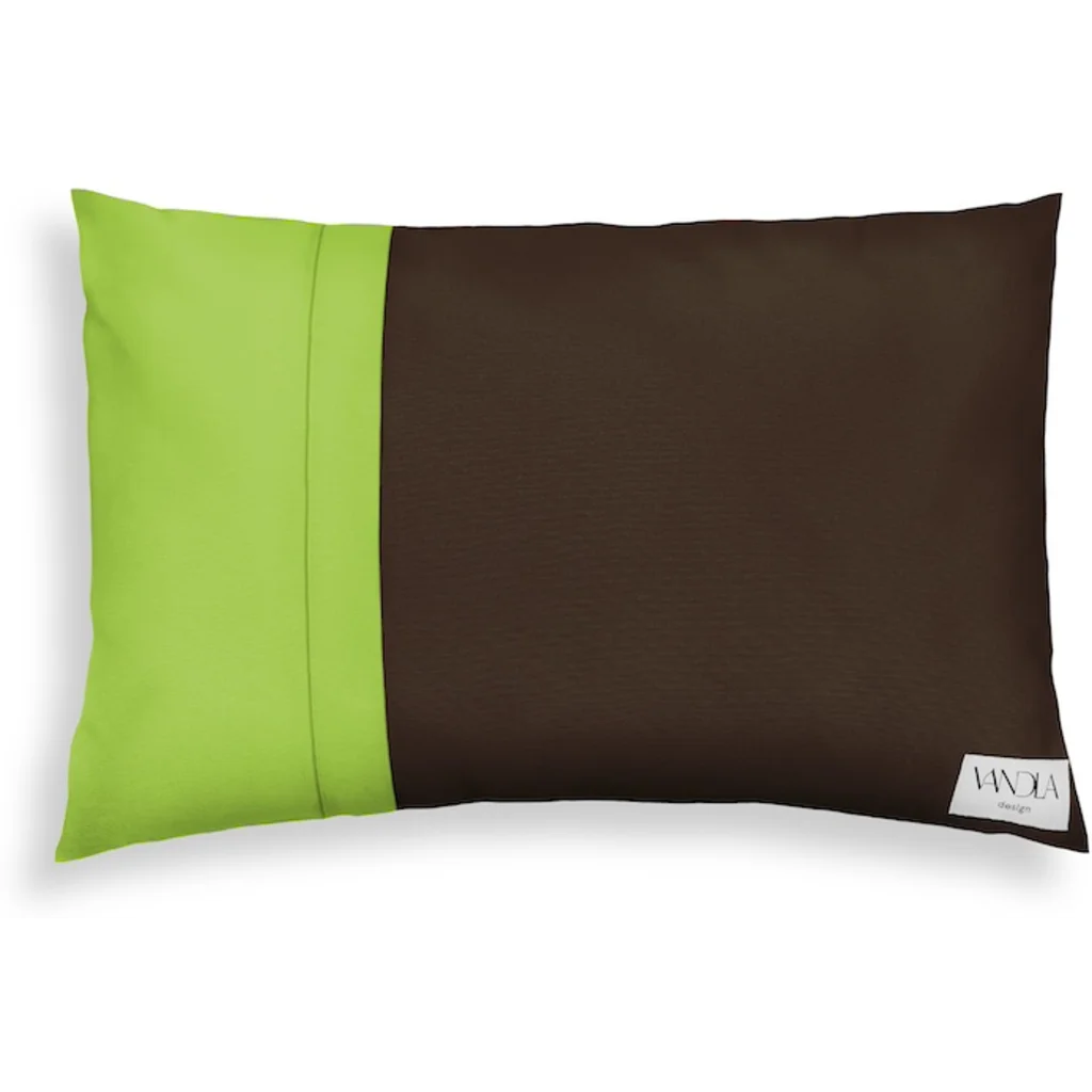Modulare Kissenhülle rechteckig Farbkombinationen mit Schoko in Schoko+Limette Braun+Grün von Vandla design Größe 40x60 cm