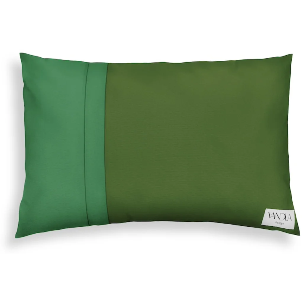 Modulare Kissenhülle rechteckig Farbkombinationen mit Waldgrün in Waldgrün+Grün Grün+Grün von Vandla design Größe 40x60 cm
