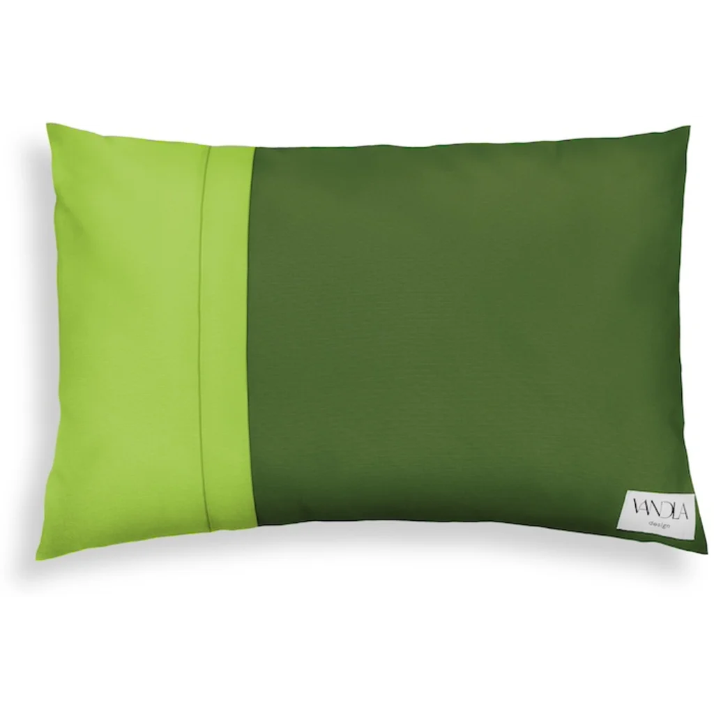 Modulare Kissenhülle rechteckig Farbkombinationen mit Waldgrün in Waldgrün+Limette Grün+Grün von Vandla design Größe 40x60 cm