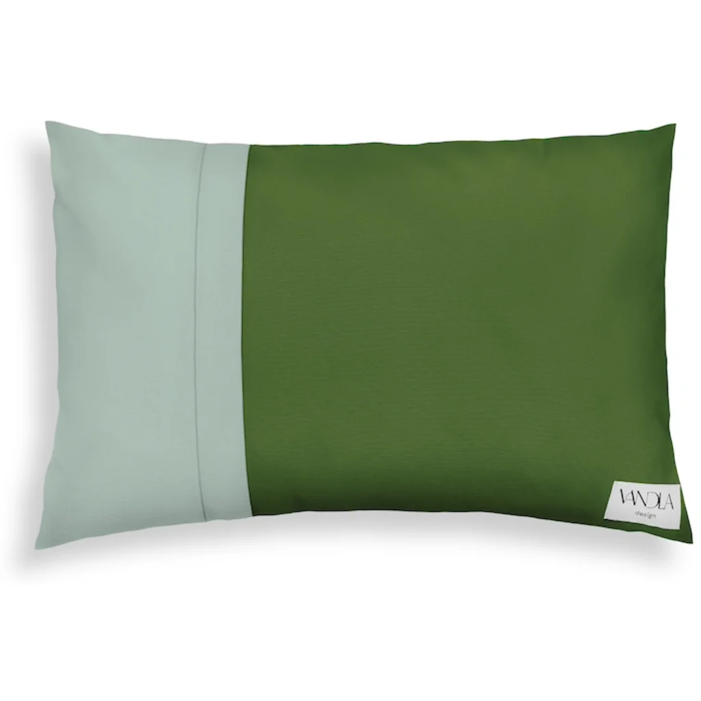 Modulare Kissenhülle rechteckig Farbkombinationen mit Waldgrün in Waldgrün+Mint Grün+Grün von Vandla design Größe 40x60 cm