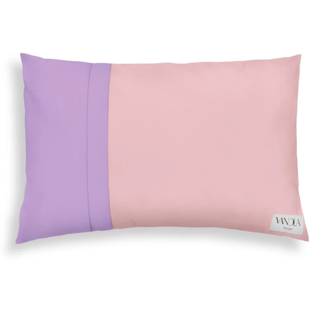 Modulare Kissenhülle rechteckig Farbkombinationen mit Zartrosa in Zartrosa+Flieder Rosa+Flieder von Vandla design Größe 40x60 cm