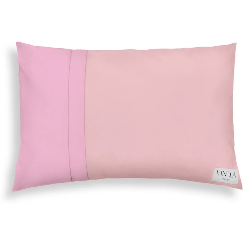 Modulare Kissenhülle rechteckig Farbkombinationen mit Zartrosa in Zartrosa+Pink Rosa+Pink von Vandla design Größe 40x60 cm