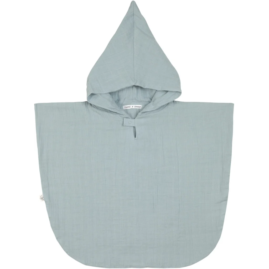 Musselin Baby-+Kinder-Badeponcho in Hellblau Blau von Lässig Größe 12-36 Monate