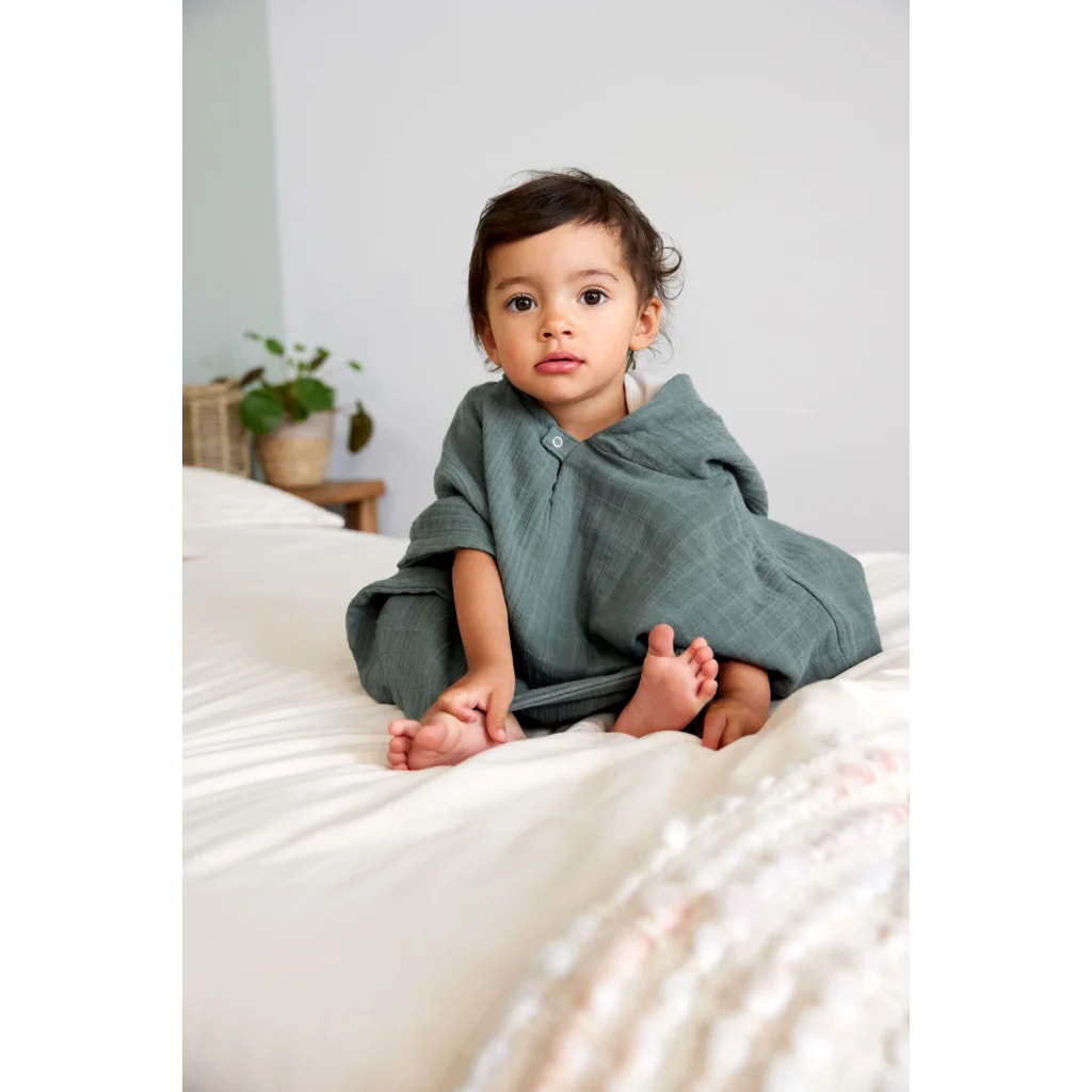 Musselin Baby-+Kinder-Badeponcho in Petrol Grün von Lässig Größe 12-36 Monate