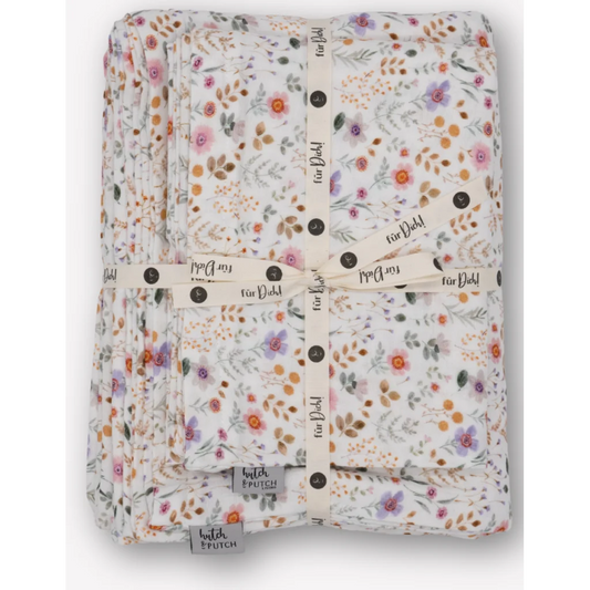 Musselin Bettwäsche Blumen Garnitur 3-teilig in Weiß+Flieder+Orange Weiß+Lila+Orange Muster Blumen von hutch&putch Größe 200x200 + 2x 80x80 cm