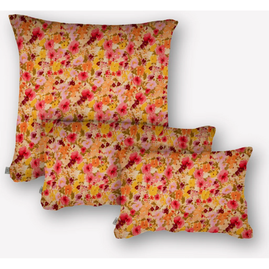 Musselin Bettwäsche Blumen Kissenbezug in Rosa+Orange+Gelb Muster Blumen von hutch&putch Größe 40x80 cm