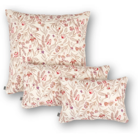 Musselin Bettwäsche Blumen Kissenbezug in Weiß+Beige+Pink Muster Blumen von hutch&putch Größe 40x60 cm
