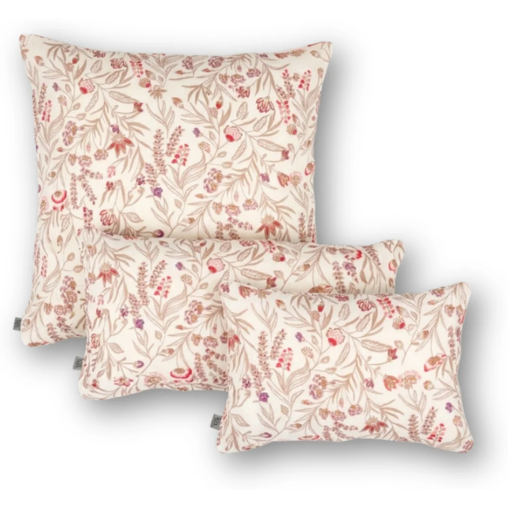 Musselin Bettwäsche Blumen Kissenbezug in Weiß+Beige+Pink Muster Blumen von hutch&putch Größe 40x80 cm