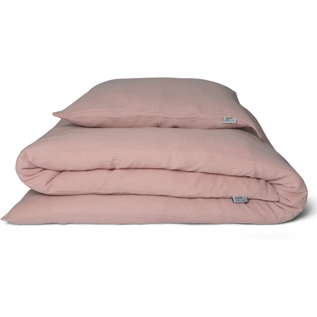 Musselin Bettwäsche Garnitur 3-teilig in Rosa von hutch&putch Größe 240x240 + 2x 40x60 cm