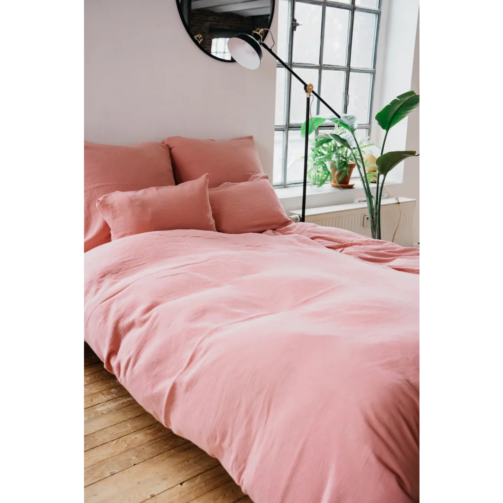 Musselin Bettwäsche Garnitur in Altrosa Rosa von hutch&putch Größe 135x200 + 80x80 cm