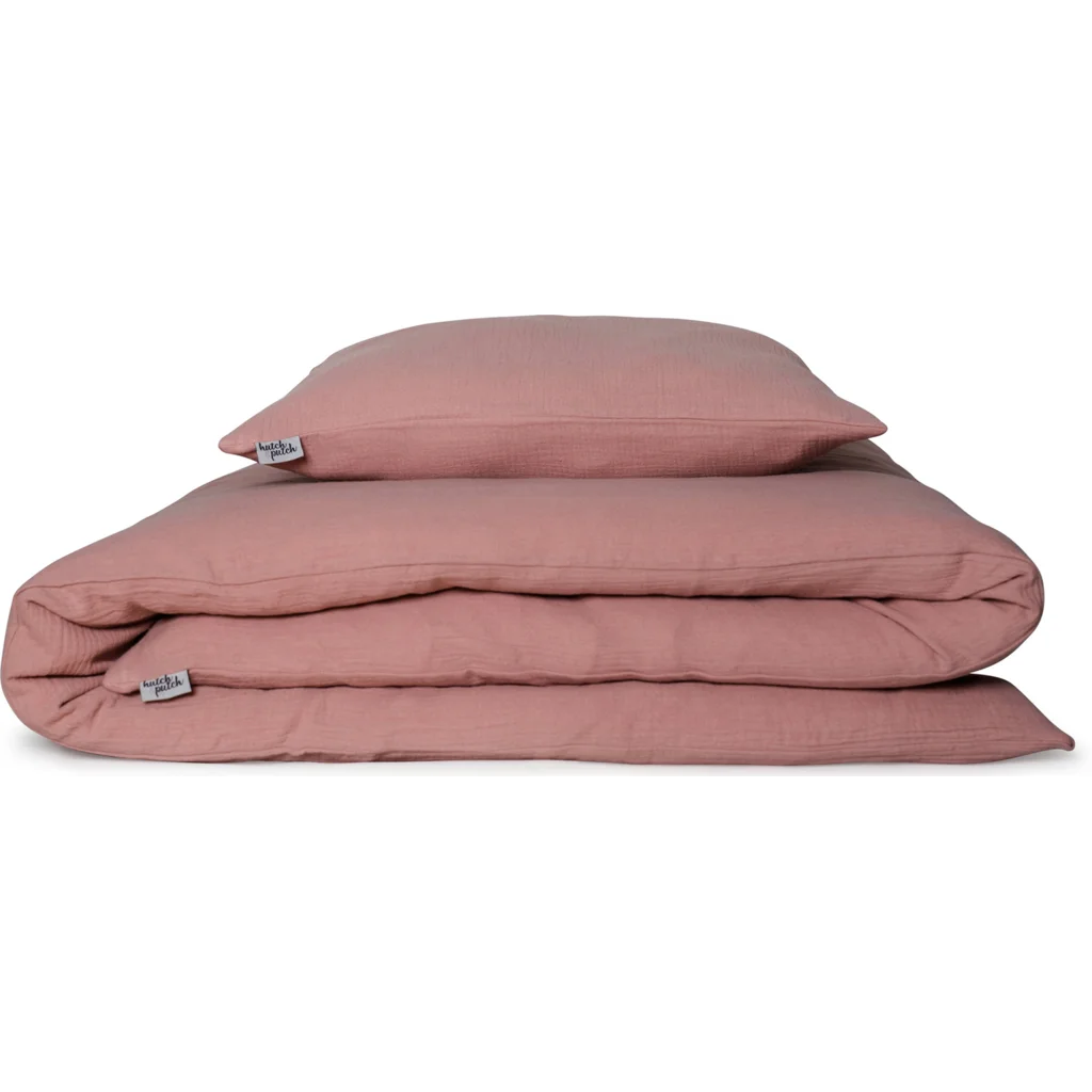 Musselin Bettwäsche Garnitur in Altrosa Rosa von hutch&putch Größe 155x220 + 40x60 cm