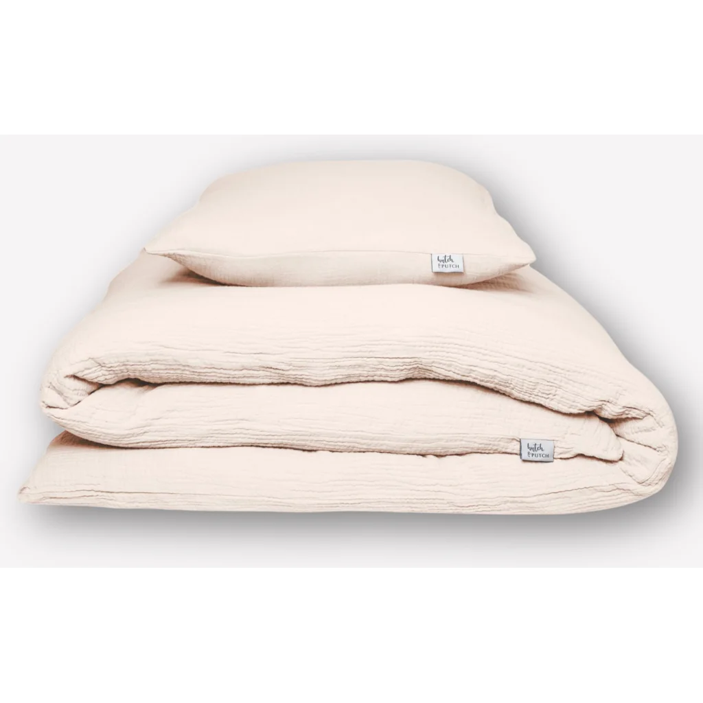 Musselin Bettwäsche Garnitur in Creme von hutch&putch Größe 155x220 + 80x80 cm