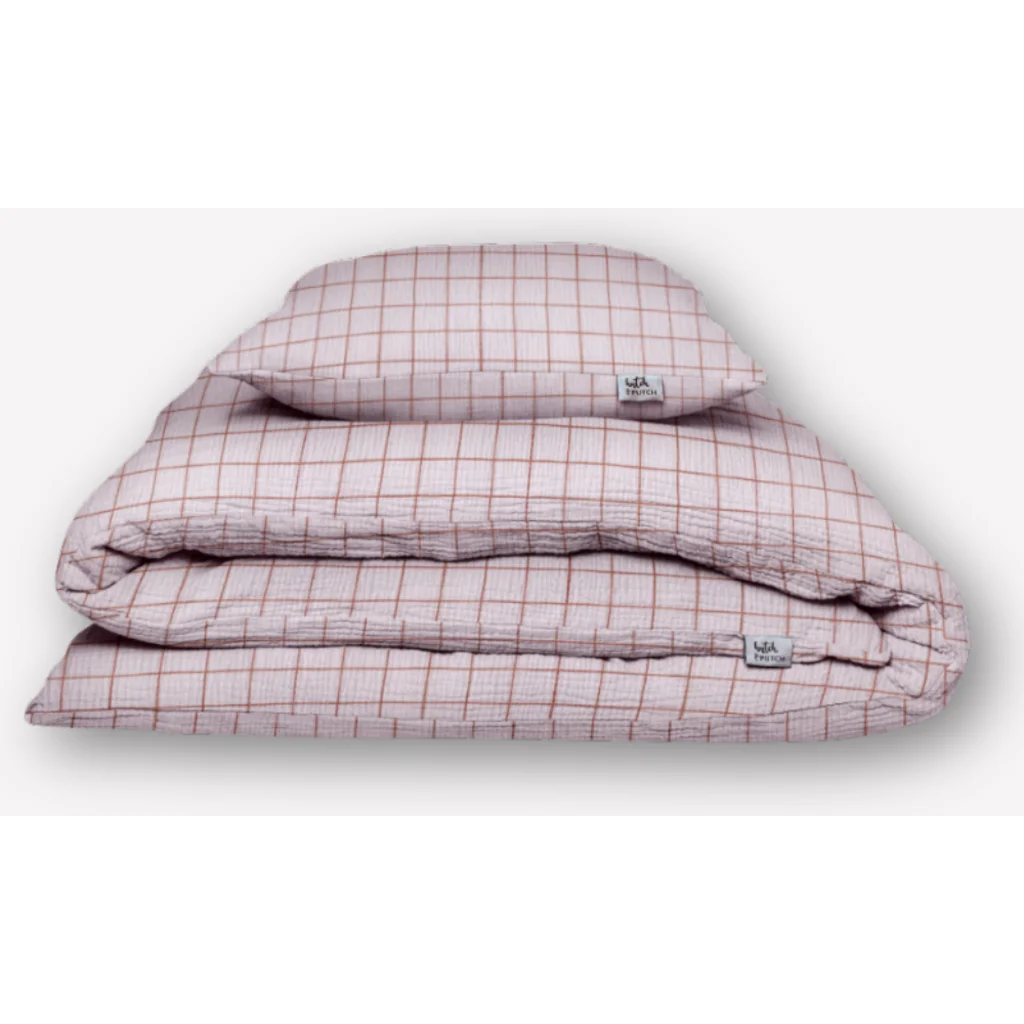 Musselin Bettwäsche Karo Garnitur in Rosa Muster Karo von hutch&putch Größe 135x200 + 80x80 cm