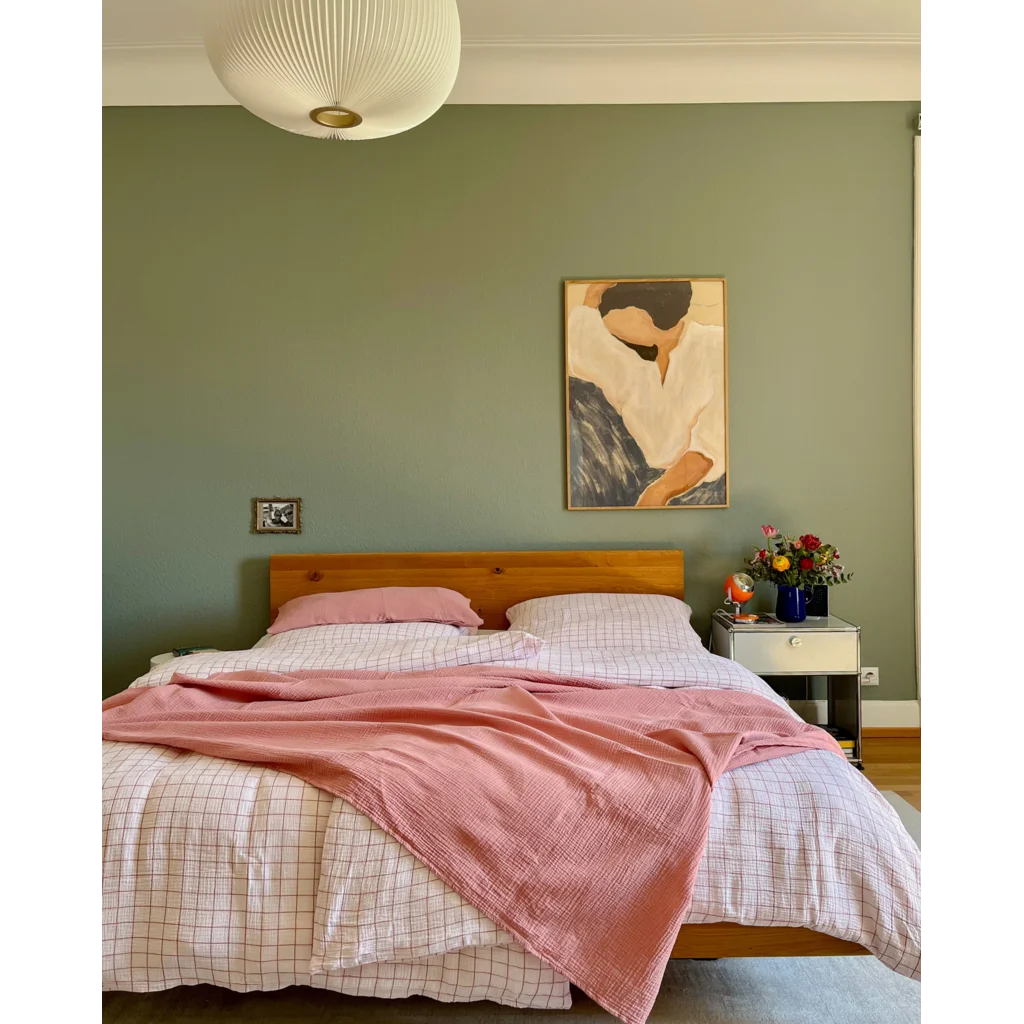 Musselin Bettwäsche Karo Garnitur in Rosa Muster Karo von hutch&putch Größe 135x200 + 80x80 cm