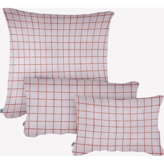 Musselin Bettwäsche Karo Kissenbezug in Rosa Muster Karo von hutch&putch Größe 40x80 cm