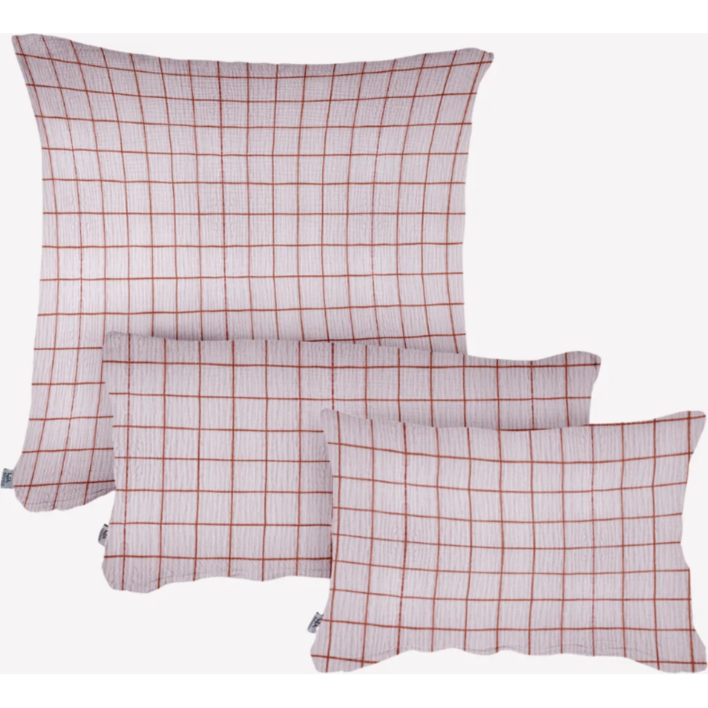 Musselin Bettwäsche Karo Kissenbezug in Rosa Muster Karo von hutch&putch Größe 80x80 cm