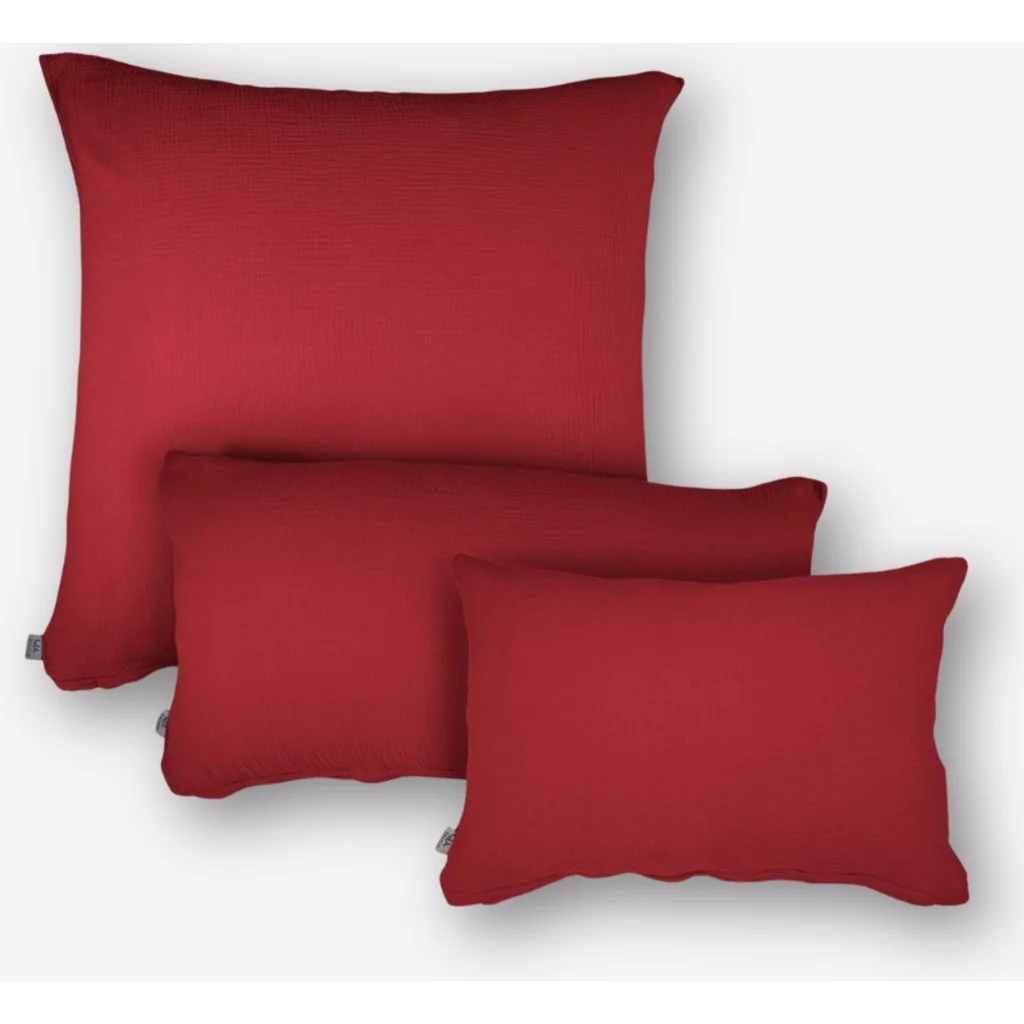 Musselin Bettwäsche Kissenbezug in Cranberry Rot von hutch&putch Größe 70x90 cm