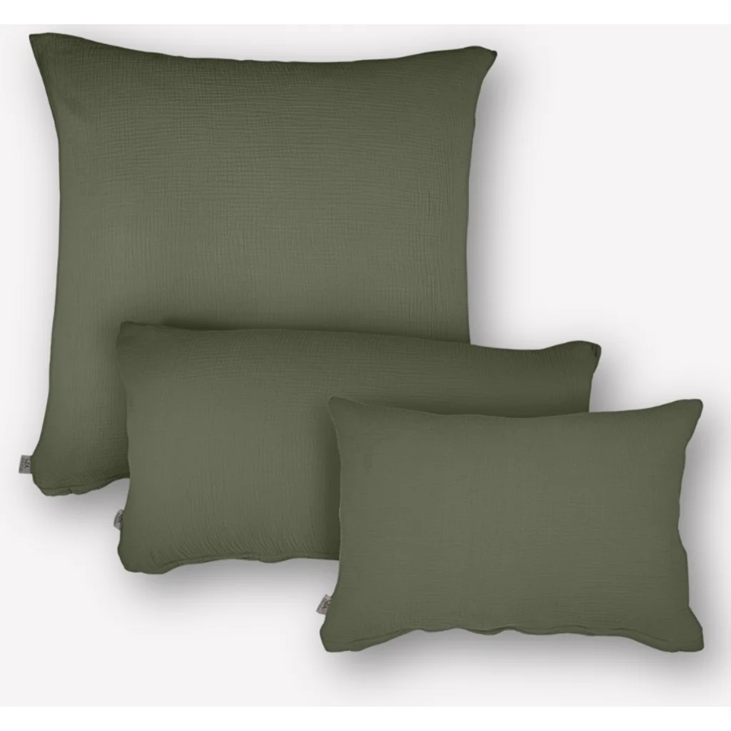 Musselin Bettwäsche Kissenbezug in Olive Grün von hutch&putch Größe 80x80 cm