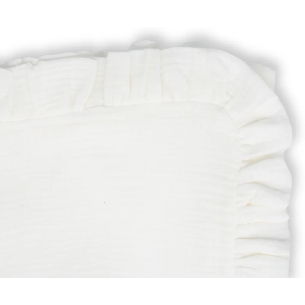 Musselin Bettwäsche mit Rüschen Kissenbezug in Weiß von hutch&putch Größe 80x80 cm