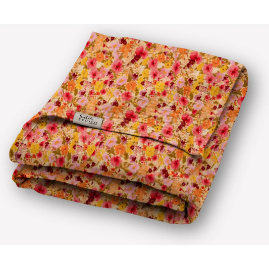 Musselin Decke Blumen in Rosa+Orange+Gelb Muster Blumen von hutch&putch Größe 135x220 cm