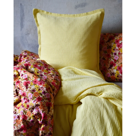 Musselin Decke Blumen in Rosa+Orange+Gelb Muster Blumen von hutch&putch Größe 135x220 cm