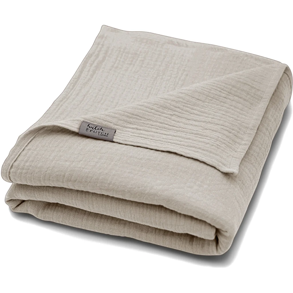 Musselin Decke in Stein Beige von hutch&putch Größe 135x220 cm